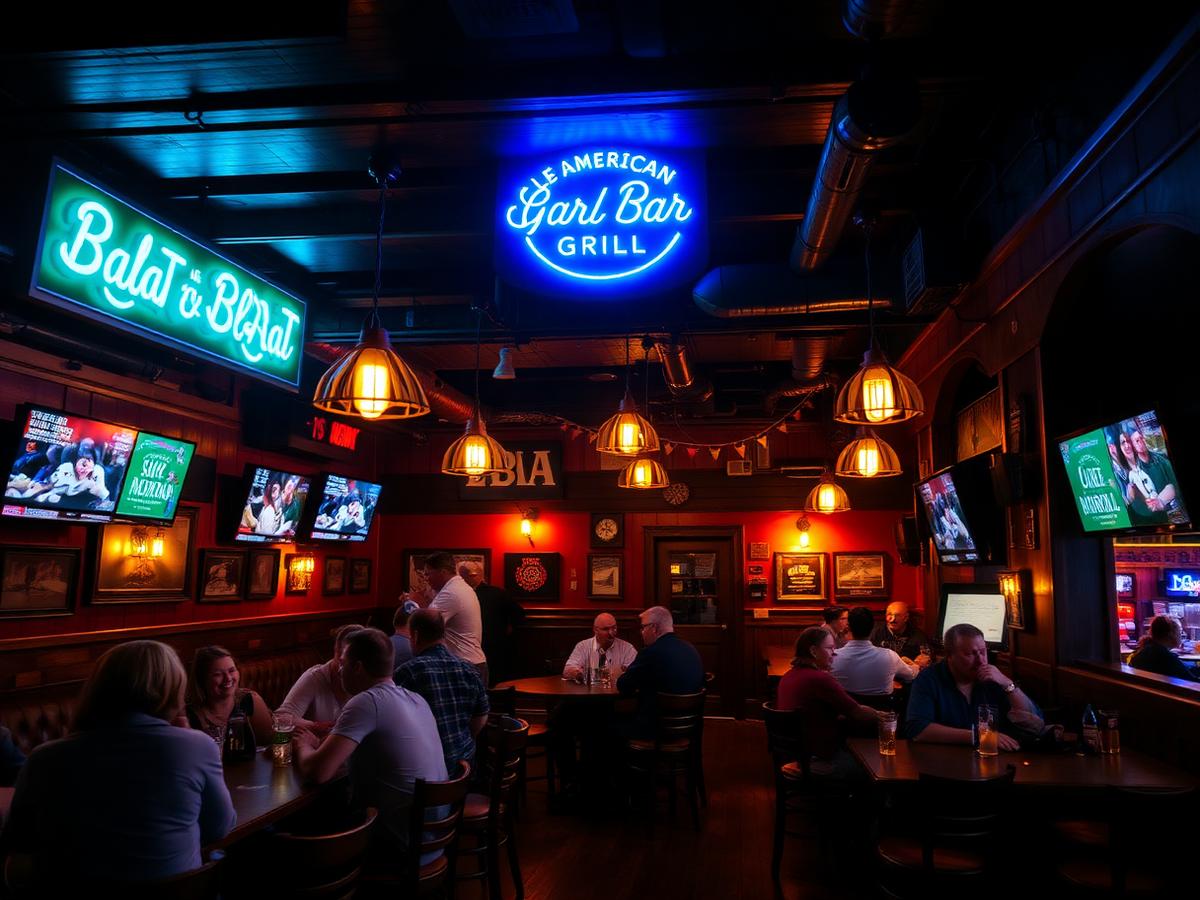 The dining room at Duke's Bar and Grill on a busy night
